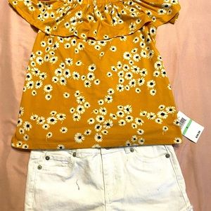 Love Glam Girl Top and Lucky brand Denim Shorts